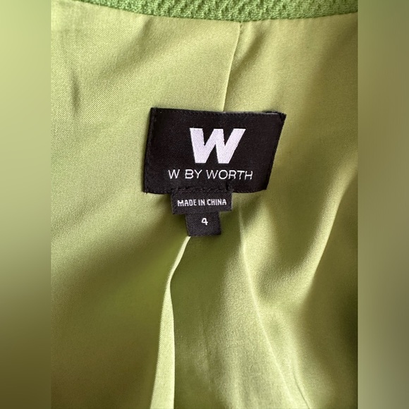 W by WORTH Green Textured Open Front 3/4 Sleeved Jacket~Size 4 - Picture 6 of 7